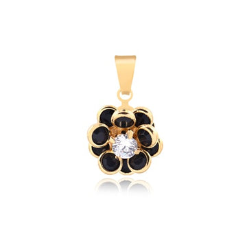 18K Gold Layered Oro Laminado Multicolor Rhinestones Flower Shape Pendant 31.0023/2/17/29/30